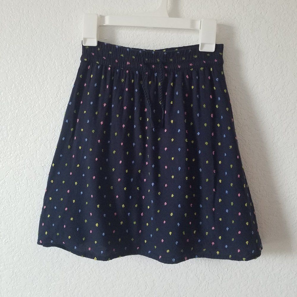 Gap Kids Multicolor embroidered dots Navy Skirt Little Girl size S (6/7)